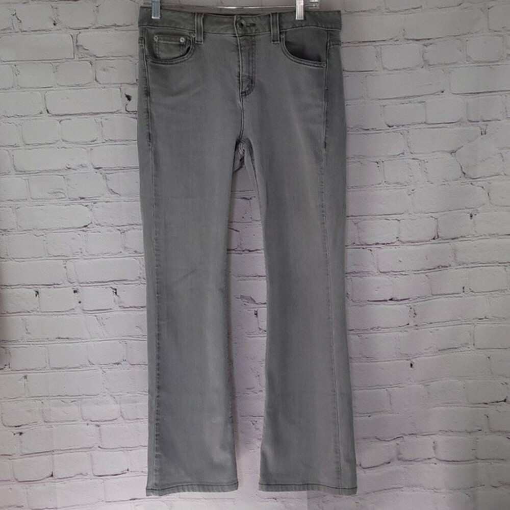 DKNY Light Gray Flare Bottom Jeans. Size 8.